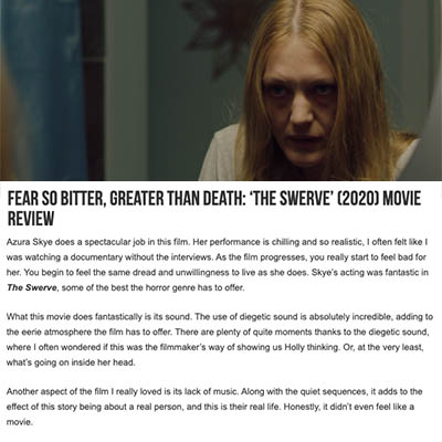 Fear So Bitter, Greater Than Death: ‘The Swerve’ (2020) Movie Review